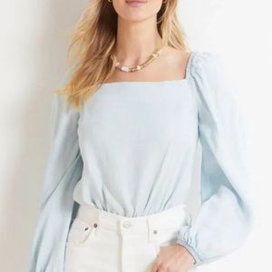 Anthropologie Cloth & Stone smocked square neck chambray top